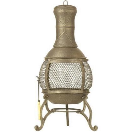 cast iron chiminea, outdoor fireplaces