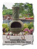 chiminea, clay chiminea, pinion wood
